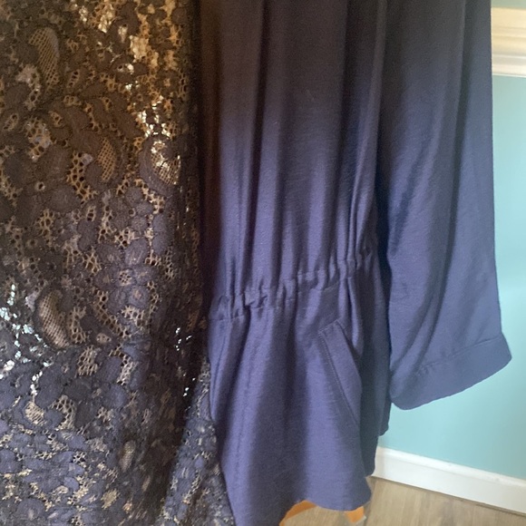 LOGO Lori Goldstein Jacket Size 30W Purple Lace Coat Rayon Lightweight Cardigan - Picture 3 of 7